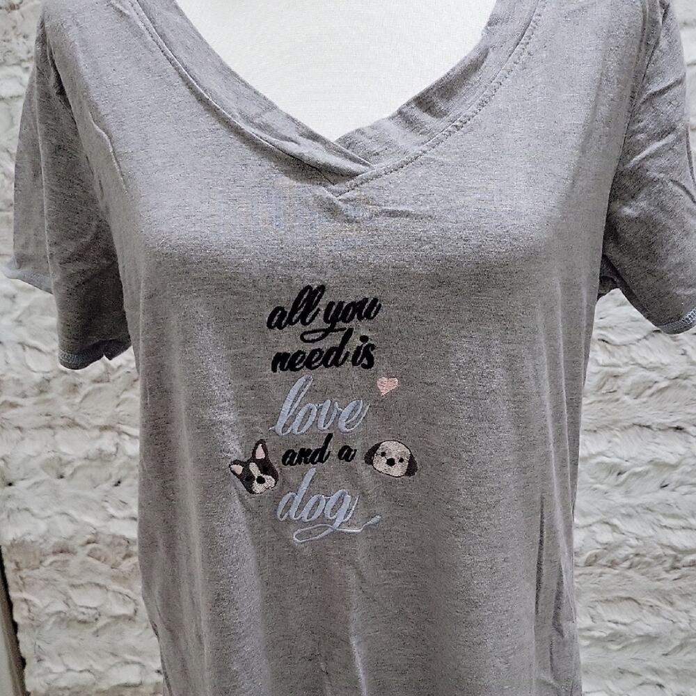 Rene Rofe 'All You Need Is Love and a Dog' Lounge T- Dhirt Dress Sz L, Comfy
